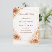 Warm Neutral Floral Announcement セーブザデート (スタンド正面)