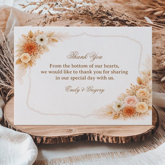 Warm Neutral Floral Appreciation サンキューカード