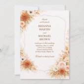 Warm Neutral Floral Elegant 招待状 (正面)