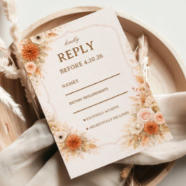 Warm Neutral Floral Response 出欠カード