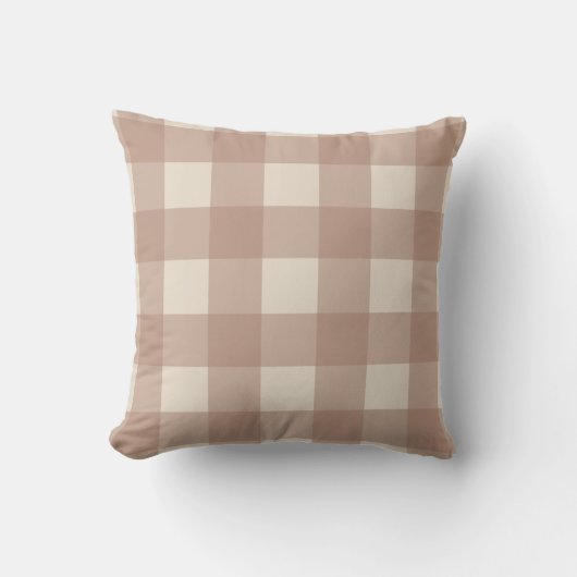 Warm Neutral Gingham Pillow  クッション (正面)