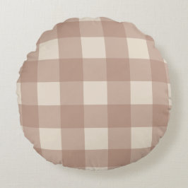 Warm Neutral Gingham Pillow - Round ラウンドクッション