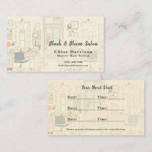 Warm Neutral Hair Salon Appointment Card & 名刺