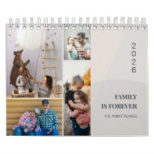 Warm Neutral Minimalist Family Photo Collage Wall カレンダー (カバー)