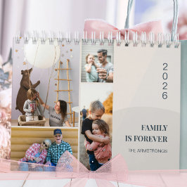 Warm Neutral Minimalist Family Photo Collage Wall カレンダー