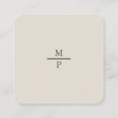 Warm Neutral Monogram QR Code Wedding Details スクエア名刺 (裏面)