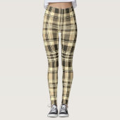 Warm Neutral Tan Brown Classic Plaid レギンス (正面)