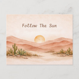 Warm Neutral Watercolor Desert Sunset Landscape ポストカード