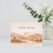 Warm Neutral Watercolor Desert Sunset Landscape ポストカード (スタンド正面)