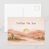 Warm Neutral Watercolor Desert Sunset Landscape ポストカード (正面/裏面)