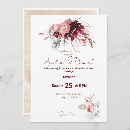 Warm Octiber Wedding 招待状 (正面/裏面)