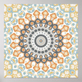 Warm Orange and Gray Geometric Mandala Pattern ポスター (正面)