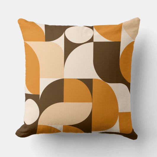 Warm Orange Geometric Composition クッション (正面)