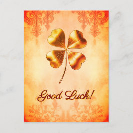 Warm Orange Gold Vintage Style Good Luck Wishes シーズンポストカード