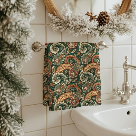 Warm Paisley Towel Boho Gift for Grandparents Home バスタオルセット