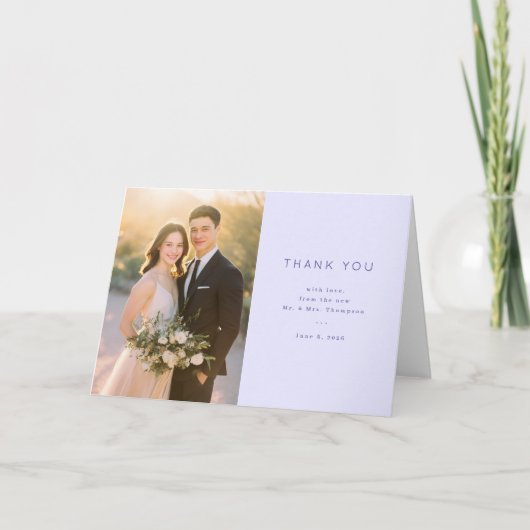 Warm Pale Blue Minimalist Photo サンキューカード (正面)