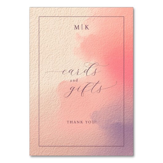 Warm Pastel Watercolor Gradients テーブルナンバー (正面)