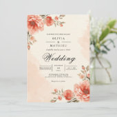 Warm Peach Blossom Frame Wedding 招待状 (スタンド正面)