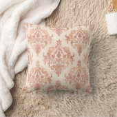 Warm Peach Damask Watercolor Ornamental Pattern クッション (ブランケット)
