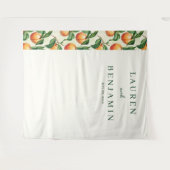 Warm Peach Illustration Border タペストリー (正面(横))