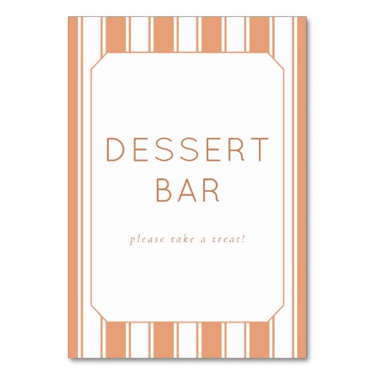 Warm Peach Minimalist Dessert Bar Sign テーブルナンバー (正面)