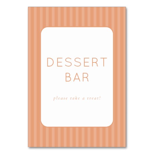 Warm Peach Minimalist Dessert Bar Sign テーブルナンバー (正面)