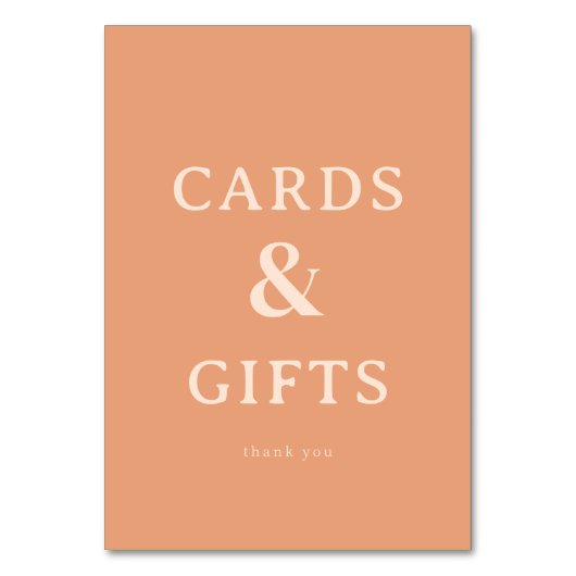 Warm Peach Minimalist Gratitude Card テーブルナンバー (正面)