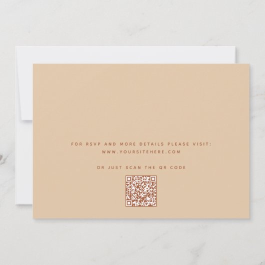 Warm Peach Sand Neutral Wedding | Modern QR Code 招待状 (裏面)