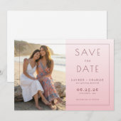 Warm Pink Elegant Photo セーブザデート (正面/裏面)