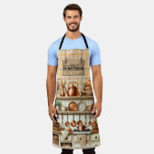 Warm Red and Orange Farmhouse Thanksgiving エプロン (着用した状態)