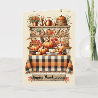 Warm Red and Orange Farmhouse Thanksgiving カード