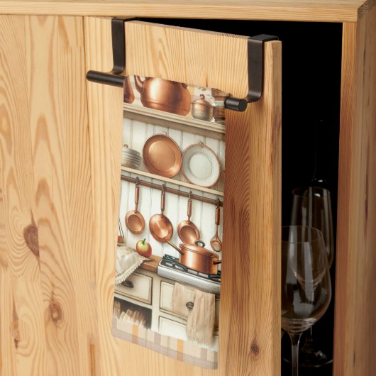 Warm Red and Orange Farmhouse Thanksgiving キッチンタオル (三つ折り)