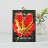 Warm Red Orange Tulip Wedding Invitation 招待状 (スタンド正面)