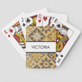 Warm Retro Floral Pattern Mosaic Personalized トランプ (裏面)