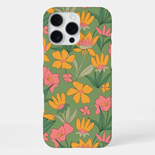 Warm Retro Floral Seamless Pattern iPhoneケース (裏面)