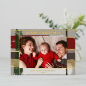 Warm Rustic Brushstrokes w/Gold Highlights Photo 箔シーズンカード (立ち正面)