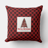 Warm Rustic Buffalo Plaid Family Christmas Pillow クッション (正面)