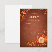 Warm Rustic Floral Guest Response 出欠カード (正面/裏面)