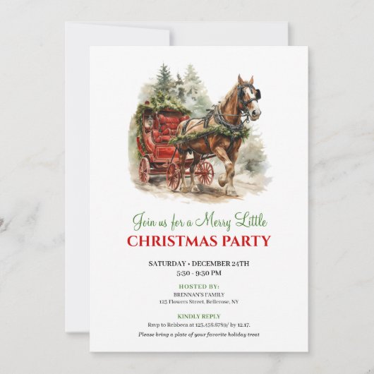 Warm rustic winter scene Christmas party invite 招待状 (正面)