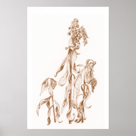 Warm Seasonal Botanical Ink Art Elegant Wall  ポスター (正面)