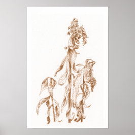 Warm Seasonal Botanical Ink Art Elegant Wall  ポスター