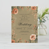 Warm Sepia Floral Arch Wedding 招待状 (スタンド正面)