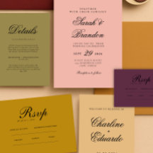 Warm Solid Color Minimalist Script Wedding
