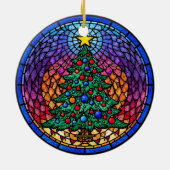 Warm Stained Glass Reindeer Portrait セラミックオーナメント (裏面)