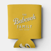 Warm Sunflower Retro Family Name & Year 缶クーラー (裏面)