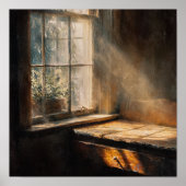Warm Sunlight in Heirloom Kitchen Window ポスター (正面)