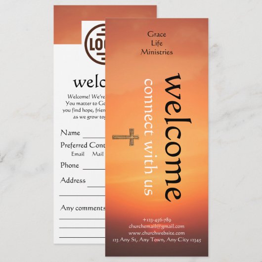Warm Sunset Church Connection Card 招待状 (正面/裏面)