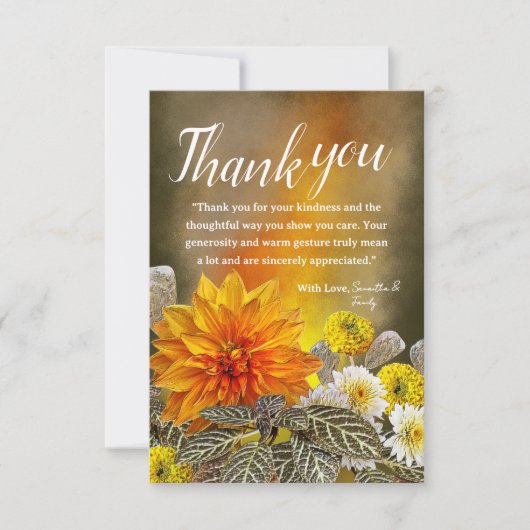 Warm Sunset Floral Thank You Card サンキューカード (正面)