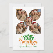 Warm Tangerine Spice Retro Photo Collage Christmas シーズンカード (正面)