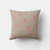 Warm Taupe Japanese Winter Peony Floral Pattern クッション (裏面)